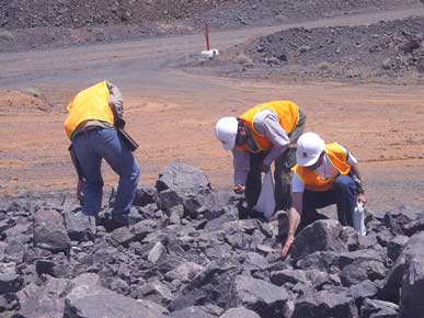Sampling ore from the ROM Pad at Ernest Henry
