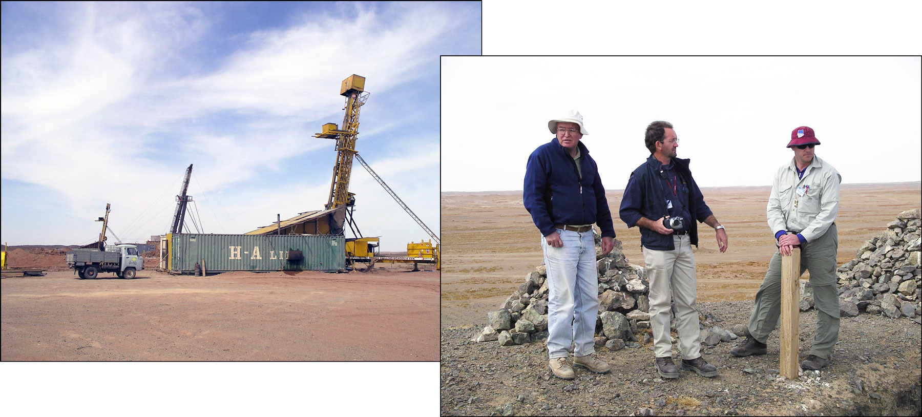 Drill rigs and turquoise pit